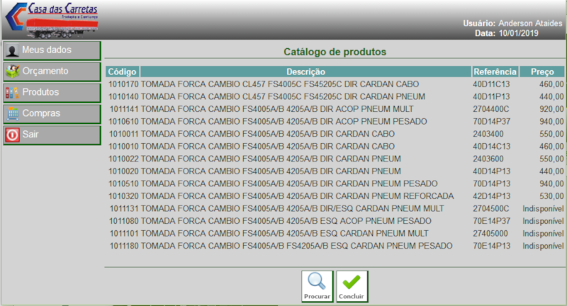 Catálogo de produtos